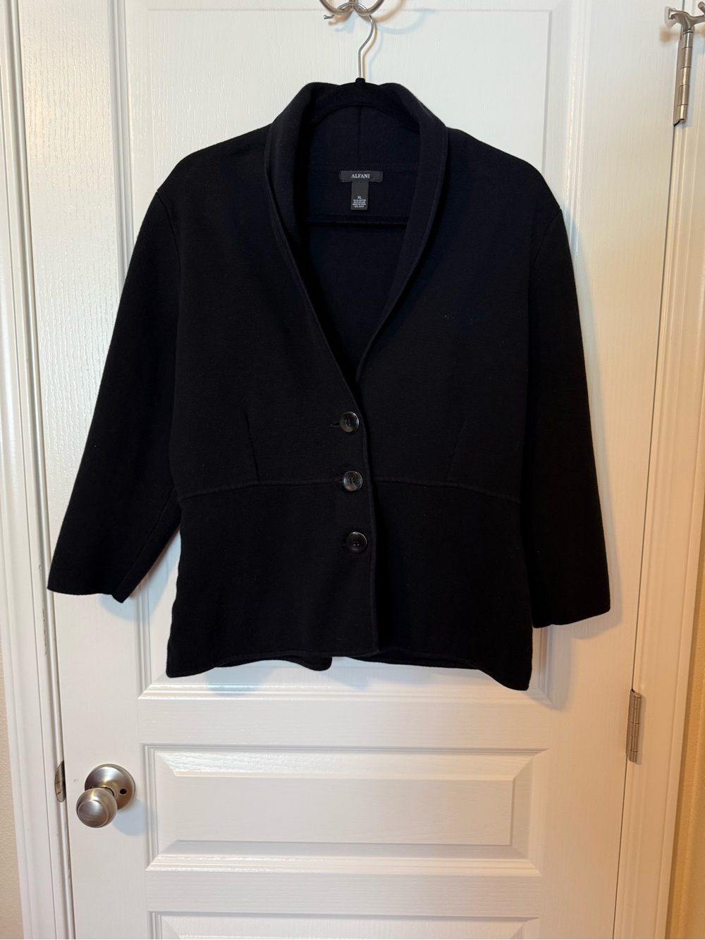 Alfani Black Shawl Collar Three-Button Cardigan Jacket